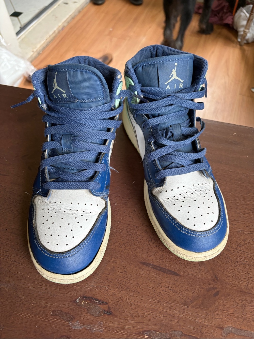 Jordan Kids' Mid-Top Sneakers in Navy and White size 6.5 youth